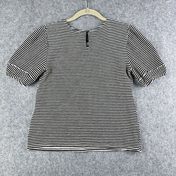 Anthropologie Dolan Left Coast Stripe Santos Top Womens S Black Puff Sleeve* - Picture 8 of 14